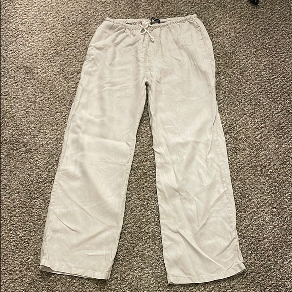 Brandy Melville Beige Cream Anastasia Linen Pants Wide Leg - Picture 2 of 4